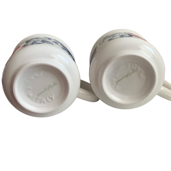 Quadrifoglio Italy 12 Oz Set of 2 Blue Fruit on White Mugs - Picture 4 of 9